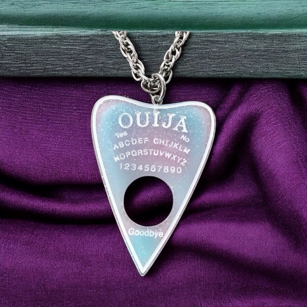 🆕 Ouija Planchette Pendant Necklace Resin and Stainless Steel